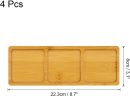 4PCS Mosaic Bamboo Coasters, Blank Base Trays, Rectangle Drinking Cup Coaster, Wooden Drink Coasters for Coffee Table Dining Table Protection, Brown
