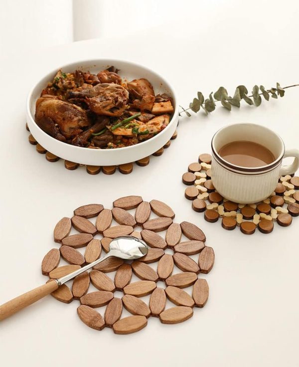 Bamboo Trivet Mats for Hot Dishes, Set of 4 Pot Holders for Hot Pots and Pans,Non-Slip & Heat-Resistant Counter Mats for Tables, Countertops, Spoon Holders and Large Coasters - Image 2