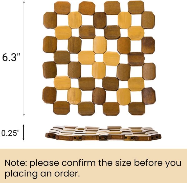 12 Pack Bamboo Trivet Mat for Hot Dishes, 6.3'' Heat Resistant Kitchen Hot Pads, Wooden Table Counter Protector Set, Bamboo Coasters for Teapot Hot Dishes Pans, Table Décor Kitchen Gifts Idea - Image 2
