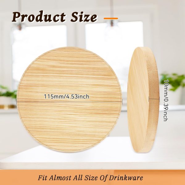 10 Pcs 4.5inch Bamboo Coasters Round Bamboo Coaster Tabletop Planters Protection for Drinks Coffee Dining Table Bar Painting Wood Engraving Home Decoration - Image 2