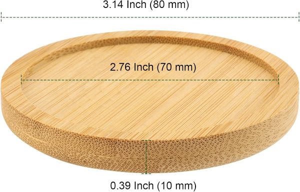 30 Pack 3 Inch Round Bamboo Coasters, Natural Wooden Drink Coasters, Round Bamboo Saucer Decorative Succulent Tray for Cups, Outdoor and Indoor Plant Pots - Image 2