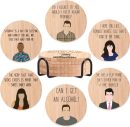 Bamboo Wood Coasters Set of 6, Funny Novelty Coasters for Drinks Absorbent with Holder
