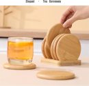 6 pcs Coaster Set Holder Included，Natural Bamboo Coffee Coaster, Beer Coaster, Drink Cup Coasters Set for Tabletop Protection, Suitable for Kinds of Cups Wooden Table Drink, Housewarming Gift
