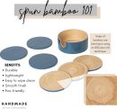 Spun Bamboo Coasters for Drinks - Coaster Set with Bamboo Wood Coasters and Coaster Holder. Modern Coasters for Coffee Table (Blue)