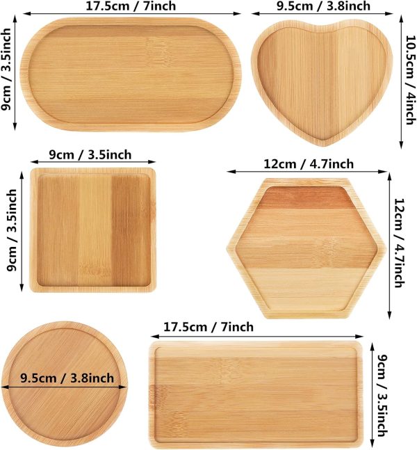 DIY Mosaic Bamboo Coasters, Blank Base Trays, Drinking Cup Coaster, Plant Coaster, Art Plate (6 Pack, Mosaic Tiles not Included) - Image 2