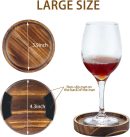 Wooden Coasters for Drinks - Natural Wood Drink Coaster Set for Drinking Glasses, Tabletop Protection for Any Table Type, Set of 4-4.3 Inches (No Holder)