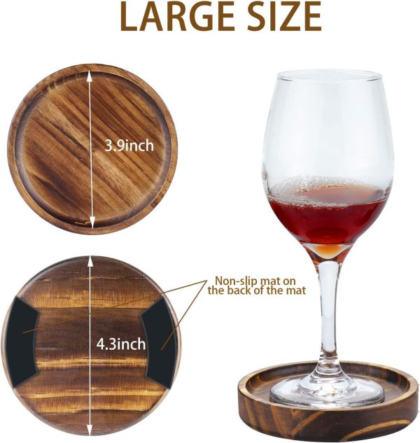 Wooden Coasters for Drinks - Natural Wood Drink Coaster Set for Drinking Glasses, Tabletop Protection for Any Table Type, Set of 4-4.3 Inches (No Holder) - Image 2