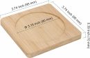 60 Pack 3.7 x 3.7 inches Square Bamboo Coasters, Natural Wooden Drink Coasters, Decor Square Succulent Bamboo Tray Saucer for Outdoor and Indoor