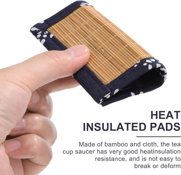 4pcs Bamboo Woven Square Coasters - Natural Tea Cup Mats for Home, Office, Tea Room Decor, Eco-Friendly and Heat-Resistant, 3.93x3.93 Inches - Image 2