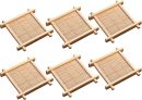 6 Pack Gongfu Tea Set Coaster Bamboo Espresso Cups Wood Coasters for Small Glass Teacups Porcelain Chinese Kung Fu Tea Cup Espresso Double Wall Thermal Glasses Ceramic Small Tasting Cups