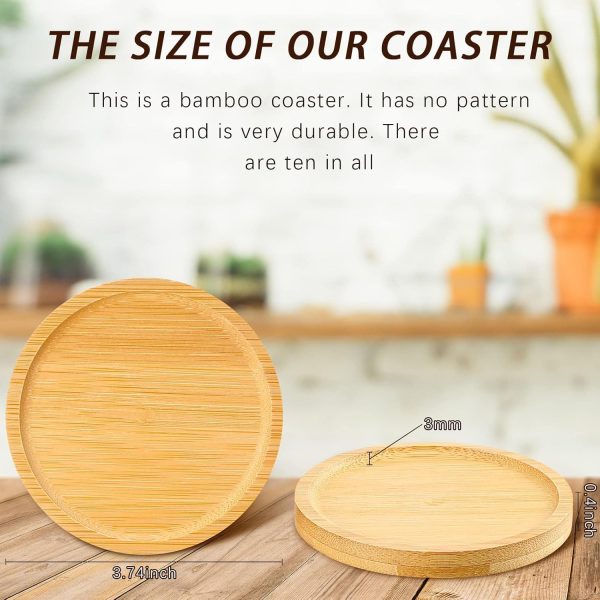 20 Pcs Round Bamboo Coasters for Planters Small Plant Saucer 3.74 Inch Bamboo Planter Drink Saucer Trays DIY Resin Coasters Gifts Tabletop Planters Protection Decoration - Image 2