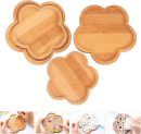 Mosaic Bamboo Coasters, DIY Base Trays, Blank Coaster for DIY Crafts (2 Large + 2 Small, Flower Shape)