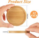 32 Pack Bamboo Coasters for Drink, Small Plant Saucer 3.3 Inch Bamboo Planter Drink Saucer Trays Tabletop Planters Protection Home Office Decoration