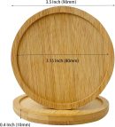 60 PCS 3.5 x 3.5 Inch Natural Round Bamboo Coasters, Round Bamboo Tray Saucer, Coasters for Drinks, Most Cups and Glasses, Indoors or Outdoors Plants