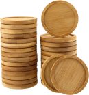 30 Pack 3 Inch Round Bamboo Coasters, Natural Wooden Drink Coasters, Round Bamboo Saucer Decorative Succulent Tray for Cups, Outdoor and Indoor Plant Pots