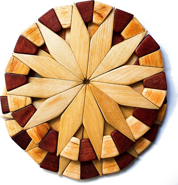 Natural Wood Trivets for Hot Dishes, Table and Kitchen Counter Set of 2 – Made in Ukraine Sturdy and Durable 7-inch Wooden Kitchen Hot Pads. Festive Design Table Décor – Kitchen Gift Idea